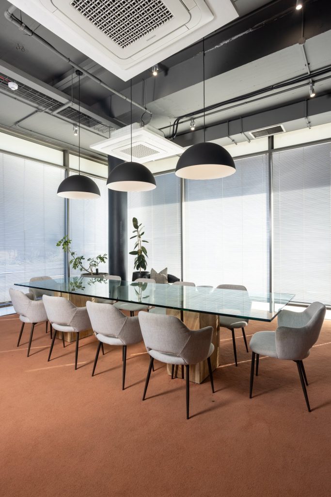 The glass boardroom at TBE Bridgeway, Century City